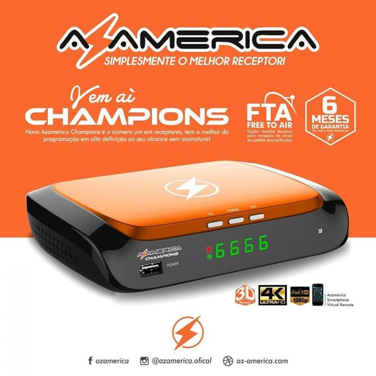 Azamerica Champions 4K Android 3 Tunners + Especificações